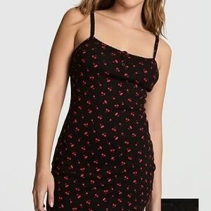 ⭐️VS PINK BLACK CHERRIES POINTELLE DRESS NWT SZ S⭐️